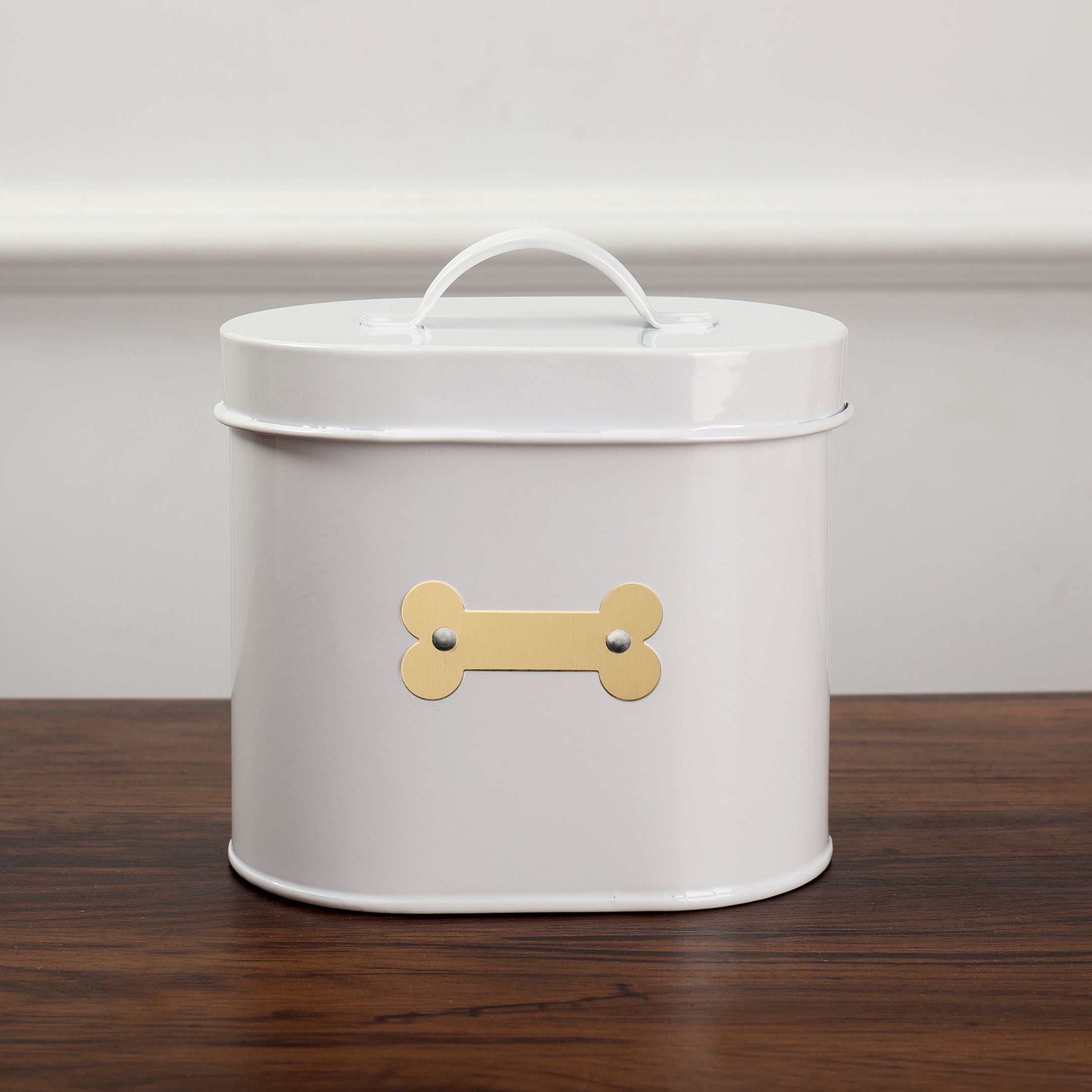 CHESHIRE OVAL PET TREAT CANISTER WHITE