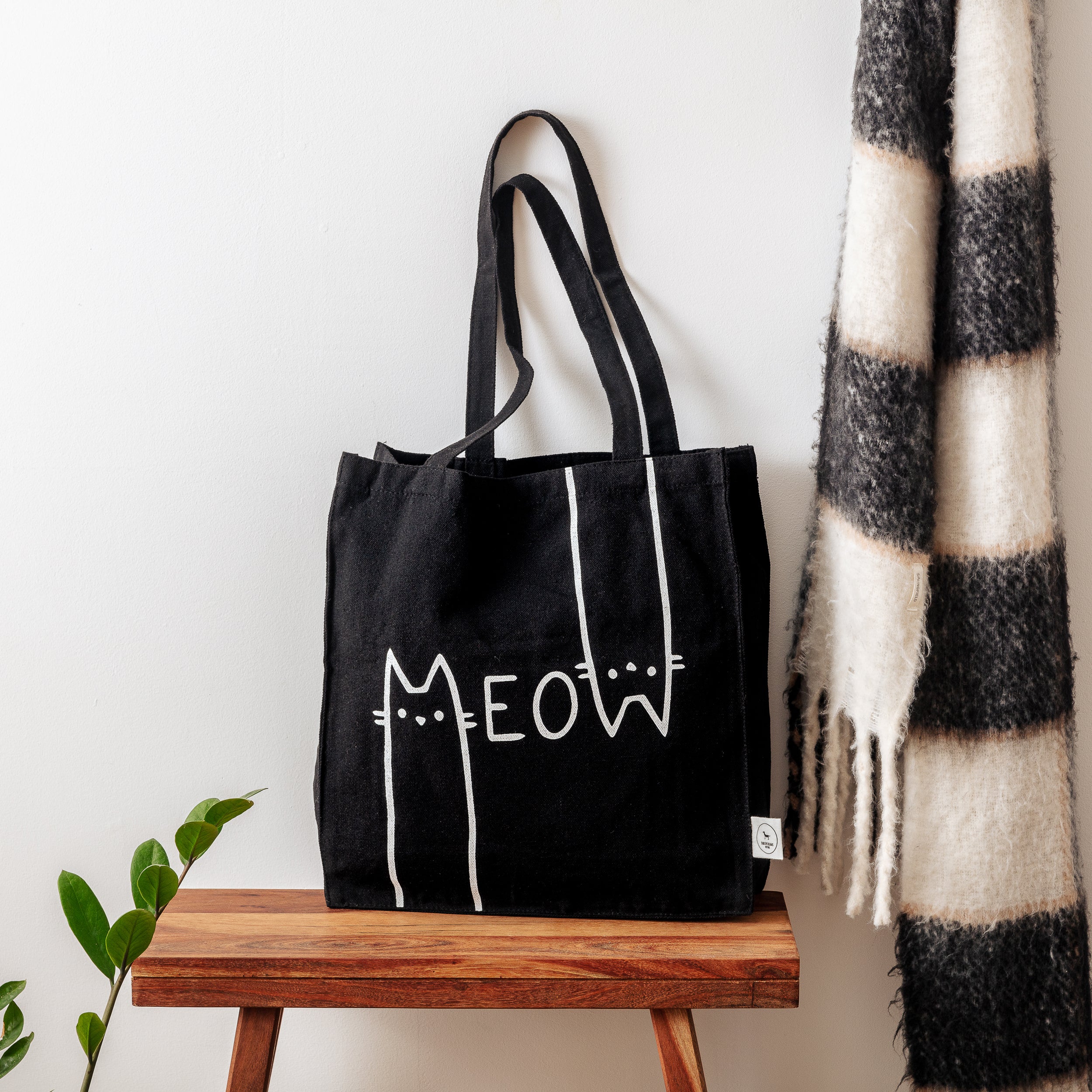 MEOW TOTE BAG BLACK