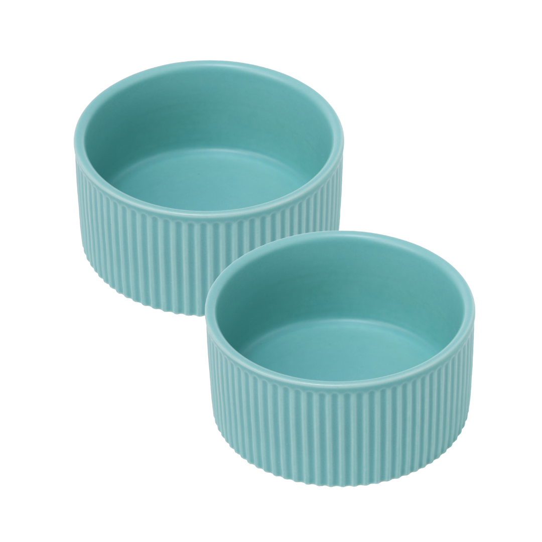 SET OF TWO JARDIN PET BOWLS - BLUE