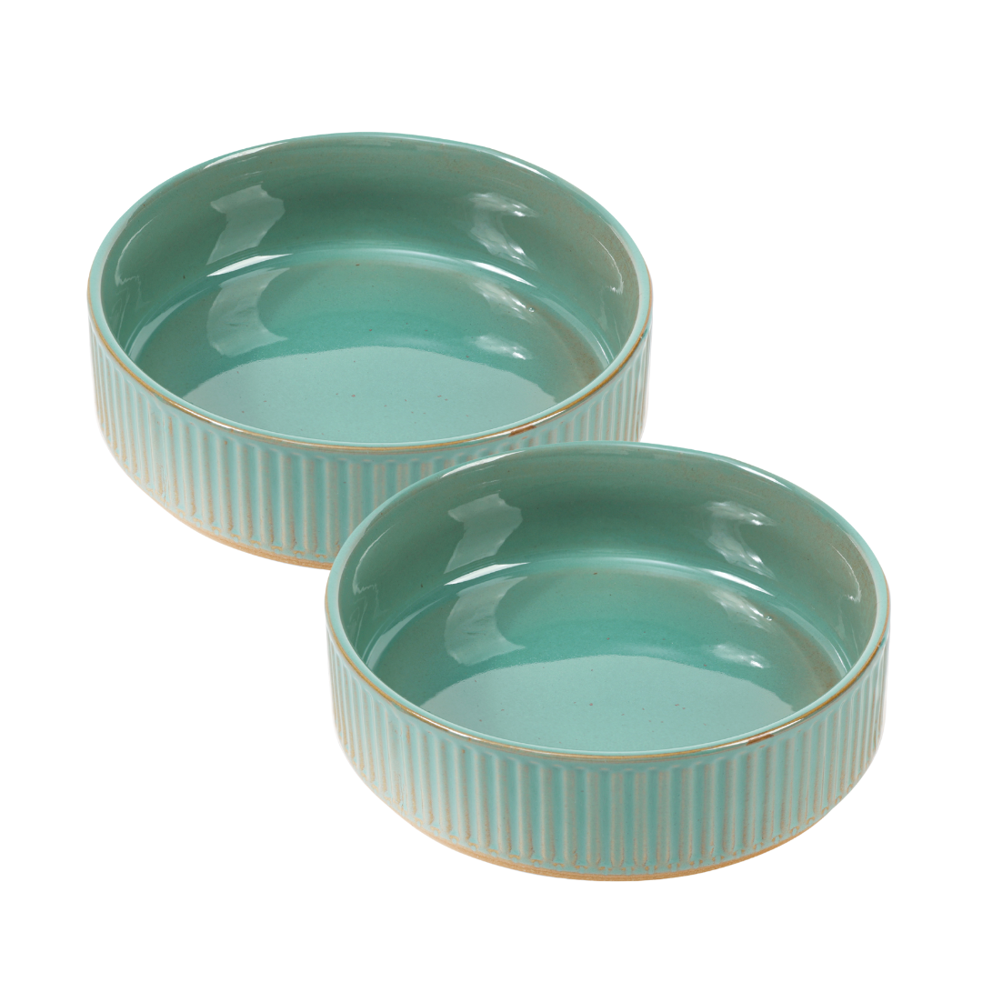 SET OF TWO SKANDI PET BOWLS - GREEN