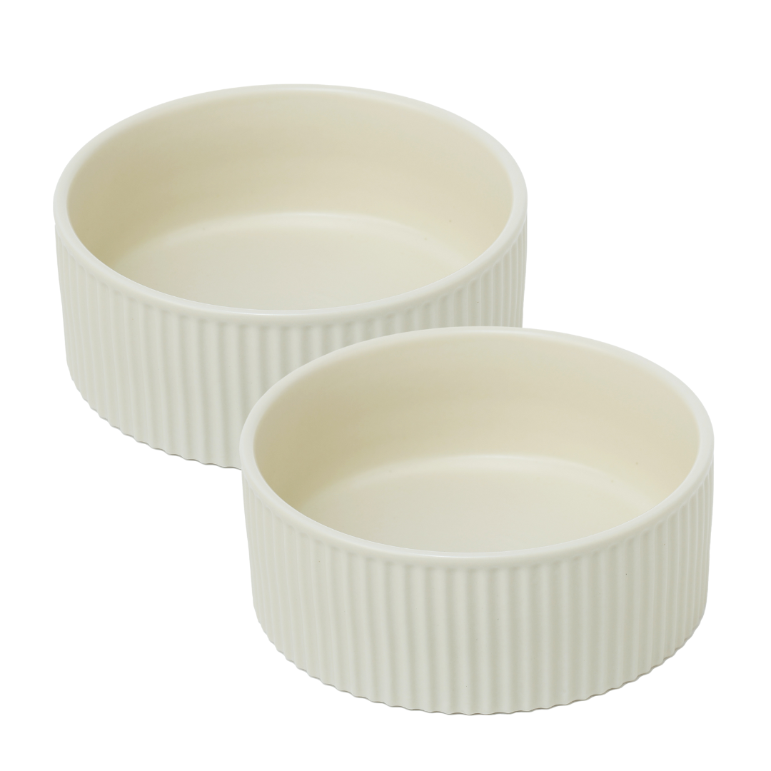 SET OF TWO JARDIN PET BOWLS - CREAM